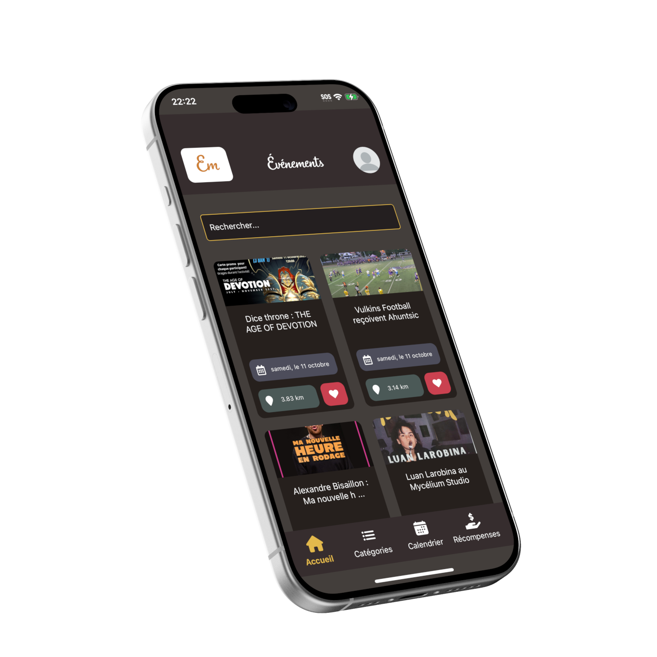 Application mobile Emotions 2025 tel que vue dans un téléphone.